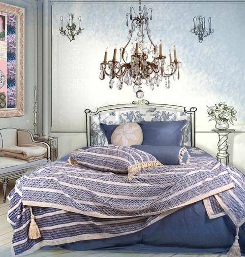 Luxe sprei Dutch Boudoir Gustavian Folk - Stockolm Blue, Huis en Inrichting, Slaapkamer | Beddengoed, Nieuw, Overige typen, Tweepersoons