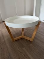 Bijzettafel / kleine salontafel wit/hout, Huis en Inrichting, Tafels | Bijzettafels, Ophalen, Gebruikt, Rond, 55 tot 75 cm