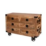 Vintage Verrijdbare Houten Ladekast Retro Dressoir Mangohout, Info@dehanzeherten.nl, 100 tot 150 cm, 5 laden of meer, Vintage, Industrieel, Retro