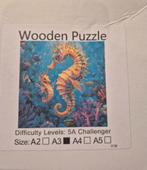Legpuzzel hout. Grappige stukjes. Zeepaardjes A3, Hobby en Vrije tijd, Ophalen of Verzenden, Minder dan 500 stukjes, Nieuw