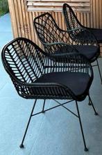 6, 4, 2 Rotan stoelen zwart, Ophalen, Gebruikt, Rotan