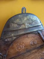 Antieke Houten Wandbak met Messing Details, Ophalen of Verzenden