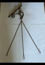 Geel koperen /messing plantenhanger haak, 3 kettingen er aan, Antiek en Kunst, Antiek | Koper en Brons, Ophalen of Verzenden
