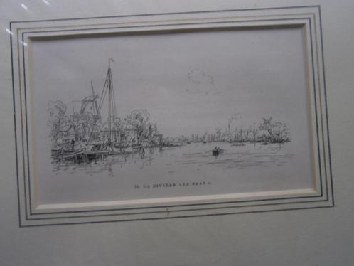 Akls Nw. gravure nog in plastic/passepartoutRiv o/d Zaan, Antiek en Kunst, Kunst | Etsen en Gravures, Ophalen of Verzenden