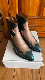 Dwars Monkey metallic Westernboots black/petrol m39/ 38 nieu, Zwart, Lage of Enkellaarzen, Nieuw, Ophalen of Verzenden