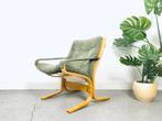 Vintage fauteuil Ingmar Relling groen stof hout jaren 50/60, Huis en Inrichting, Gebruikt, 75 tot 100 cm, Hout, 50 tot 75 cm