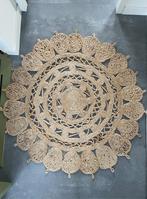 Rond jute vloerkleed – natuurlijk – gebruikt, zeer mooi, Ophalen, Gebruikt, Rond, 100 tot 150 cm