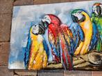 PAPEGAAIEN / metalen schilderij / OPRUIMING, Nieuw, Schilderij, 75 tot 100 cm, Info@huisentuindecoratiemarie.nl