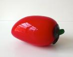 Glazen paprika rood met groen blaadje en steeltje 635-f, Ophalen of Verzenden