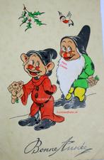 gezocht oud nieuwjaarskaart Disney Sneeuwwitje en 7 dwergen, Ophalen of Verzenden, 1920 tot 1940, Cultuur en Media