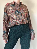 Vintage blouse met print, XL. Boho bohemian paisley bloem, Bruin, Verzenden, Maat 46/48 (XL) of groter, Vintage