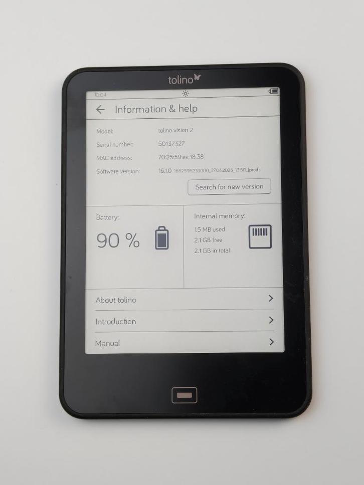 Tolino Vision 2 4GB + garantie (E403), Computers en Software, E-readers, Ophalen of Verzenden