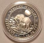 Somalië 100 Shillings 2011 Olifant 1 Oz, Ophalen of Verzenden, Overige landen, Losse munt, Zilver