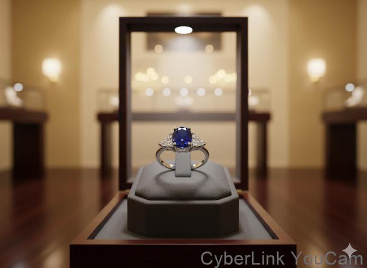 323125-1 18K Witgouden Entourage Ring met Diamant & Saffier, Sieraden, Tassen en Uiterlijk, Ringen, Zo goed als nieuw, Dame, 17 tot 18