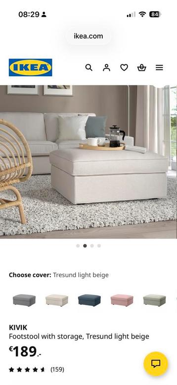 KIVIK hocker met opbergruimte – Footstool with storage Beige - afbeelding 9