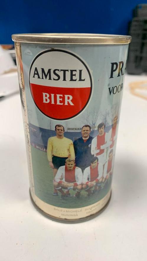 Amsterdam footbalclub ajax Amstelbierblikje prachtpils, Verzamelen, Blikken, Gebruikt, Ophalen of Verzenden
