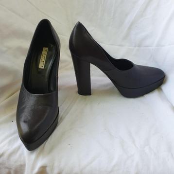 Stoere zwarte leren pumps met hoge hak mt 36 merk Tiffi beschikbaar voor biedingen