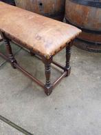 Toffe antieke bank met lederen top, bekleding., Ophalen, Gebruikt, 125 cm of meer, .