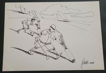 Originele tekening Guido van Driel 2008 Golf Golfers artwork beschikbaar voor biedingen