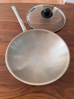 Wokpan 37cm met glazen deksel, Ophalen, Gebruikt, Aluminium, Wok