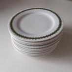10 Gebaksbordjes groen/goud, Antiek en Kunst, Antiek | Servies los, Ophalen of Verzenden