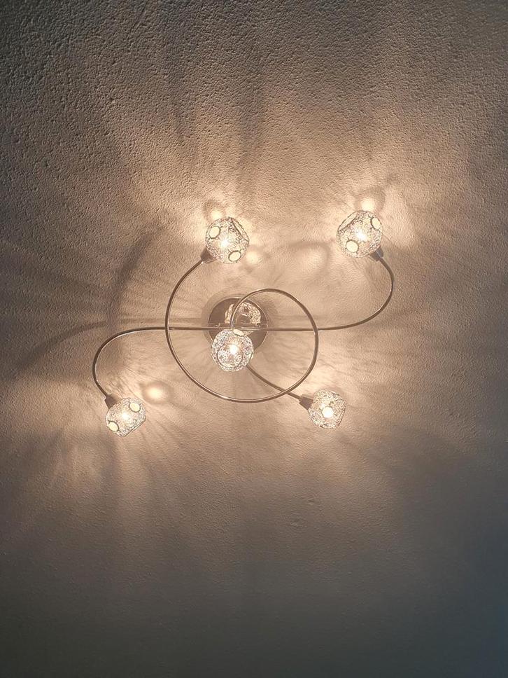 Plafond lamp zilverkleurig, Huis en Inrichting, Lampen | Plafondlampen, Gebruikt, Ophalen