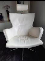 Witte leren draai fauteuil, Huis en Inrichting, Bureaustoelen, Ophalen, Zo goed als nieuw, Wit