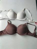 Set van 2 BH's 70B - Hunkemöller Wit & Bruin - Voorgevormd, Ophalen of Verzenden, Wit, BH