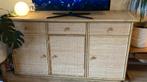 Vintage Rieten Rotan Kast Dressoir, Ophalen, Gebruikt, Vintage, rotan, bamboe, 150 tot 200 cm