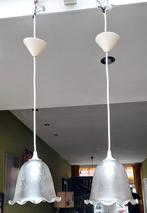 2 Vintage hanglamp lamp gravure matglas, romantisch design, Ophalen of Verzenden, Zo goed als nieuw, Minder dan 50 cm