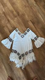 Hippie jurkje met borduur en franjes wit, Ophalen of Verzenden, Zo goed als nieuw, Maat 38/40 (M), Wit