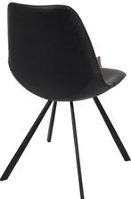 Eetkamerstoelen zwart leer Dutchbone 2 stuks, Ophalen, Gebruikt, Zwart, Leer