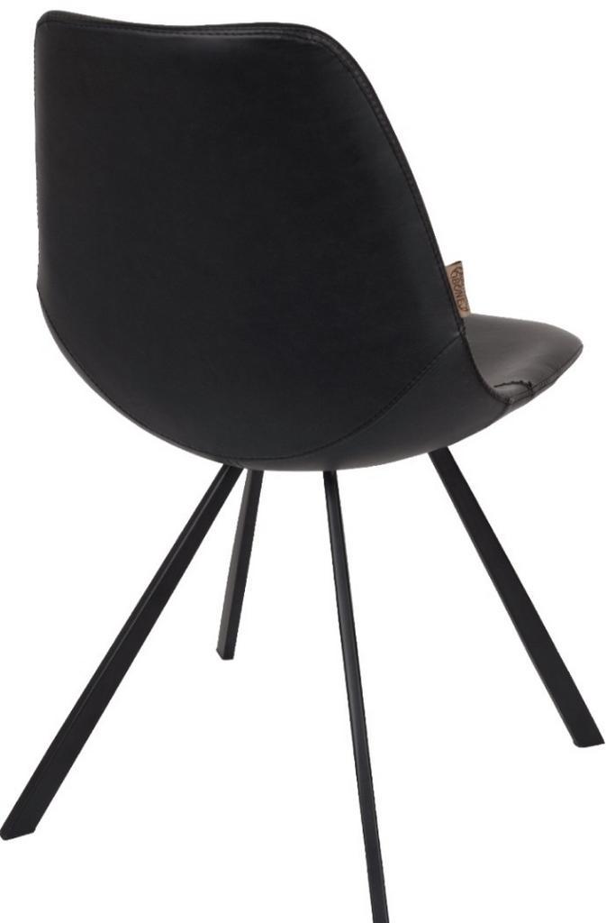Eetkamerstoelen zwart leer Dutchbone 2 stuks, Huis en Inrichting, Stoelen, Gebruikt, Leer, Zwart, Ophalen