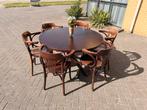 Ronde eettafel 120 cm massief tafel hout stamtafel, Cafe bar kroeg toog retro vintage, Rond, Ophalen of Verzenden, Zo goed als nieuw