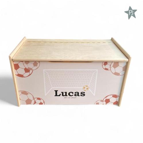 Houten speelgoedkist met naam Voetbal | Full coulor, Huis en Inrichting, Woonaccessoires | Kisten, Nieuw, Minder dan 50 cm, Minder dan 50 cm
