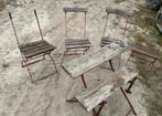 5 dlg brocante franse bistro tuin set, Ophalen, Zo goed als nieuw, Hout