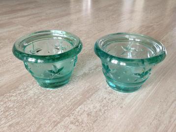 2 x Grote Kaarsen houders van glas beschikbaar voor biedingen