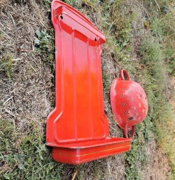 Rood antiek Emaille Lepelrek +Vergiet vintage rek keukenrek beschikbaar voor biedingen