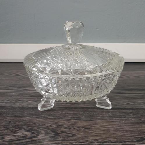 Schaal met deksel Libochovice Bohemen Persglas Art Deco, Antiek en Kunst, Antiek | Glas en Kristal, Ophalen of Verzenden
