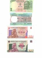 2 Biljetten uit India en 2 Biljetten uit Zimbabwe, Verzenden, Zuid-Azië, Los biljet