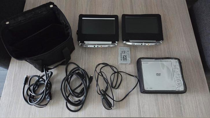 Salora DVD speler voor in de auto met twee 7 inch schermen, Audio, Tv en Foto, Dvd-spelers, Gebruikt, Dvd-speler, Overige merken