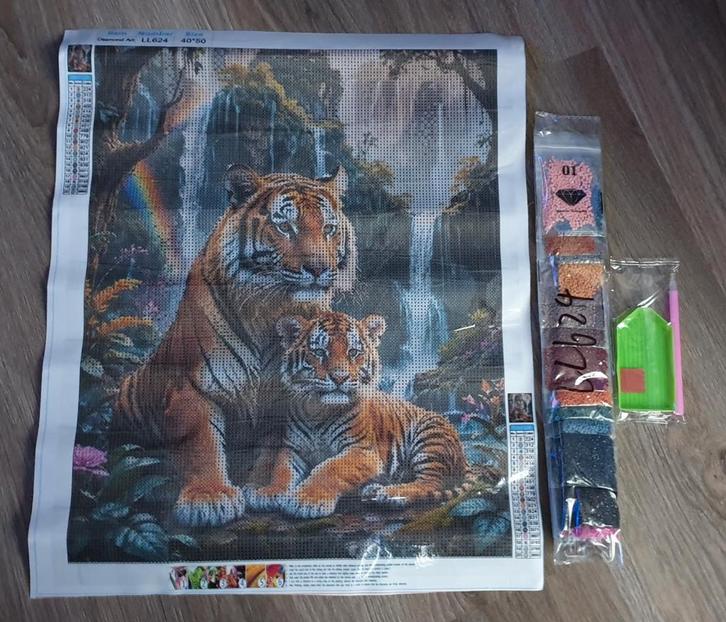 Diamond Painting Tijgers 40x50cm - Nieuw, Hobby en Vrije tijd, Knutselen, Nieuw, Knutselwerk, Ophalen of Verzenden