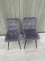 2 Grijze Velvet Eetkamerstoelen, Gebruikt, Twee, Ophalen of Verzenden, Stof