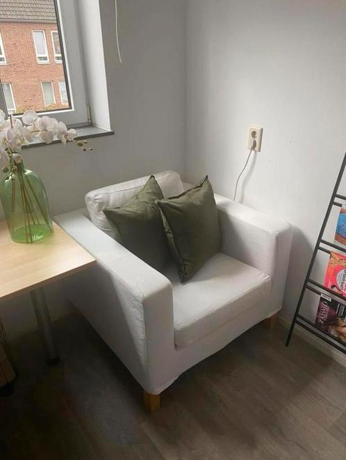 Karlstad Ikea fauteuil wit, Huis en Inrichting, Fauteuils, Gebruikt, Stof, 50 tot 75 cm, 75 tot 100 cm, Ophalen