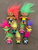 Vintage trollen trolls set 2 groot en 7 klein gekleurde hare, Verzamelen, Poppetjes en Figuurtjes, Ophalen of Verzenden, Zo goed als nieuw