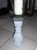brocante voet met glazen stolp kandelaar, Ophalen of Verzenden