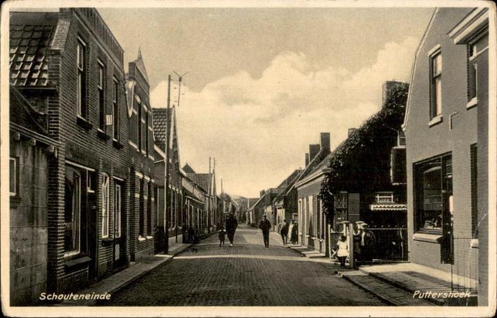 Puttershoek Schouteneinde, Verzamelen, Ansichtkaarten | Nederland, Gelopen, Zuid-Holland, 1920 tot 1940, Ophalen of Verzenden