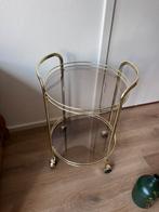 Vintage dranktafeltje met rook glazen, Huis en Inrichting, Tafels | Bijzettafels, Ophalen, Minder dan 55 cm, Rechthoekig, Glas