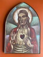 Christus/Heilig hart tableau jaren 50, Antiek en Kunst, Antiek | Religie, Ophalen of Verzenden