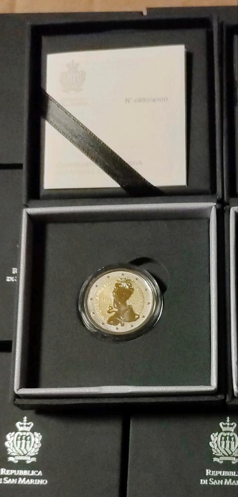 San Marino 2 euro 2025 REVERSE PROOF Michelangelo, Postzegels en Munten, Munten | Europa | Euromunten, Setje, 2 euro, San Marino